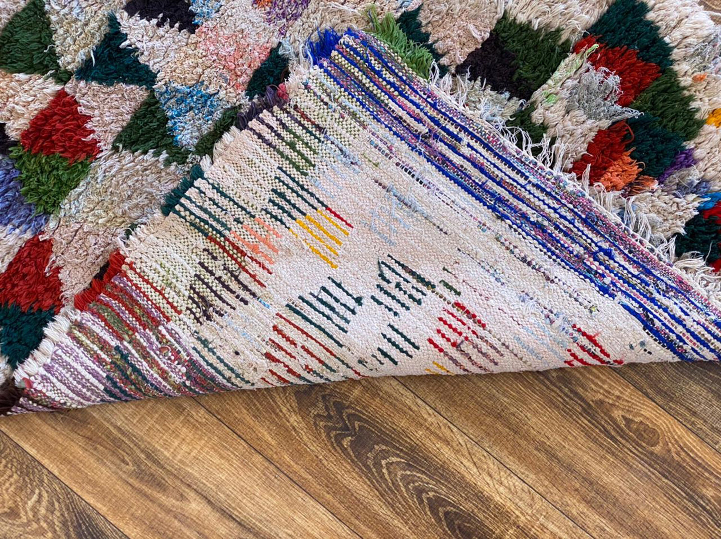 Small runner Handwoven rugs, Vintage Moroccan Diamond Flooring Rug 3x7.
