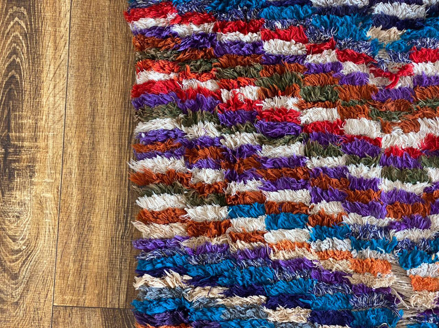 3x7.5 ft Moroccan colorful runner rug.