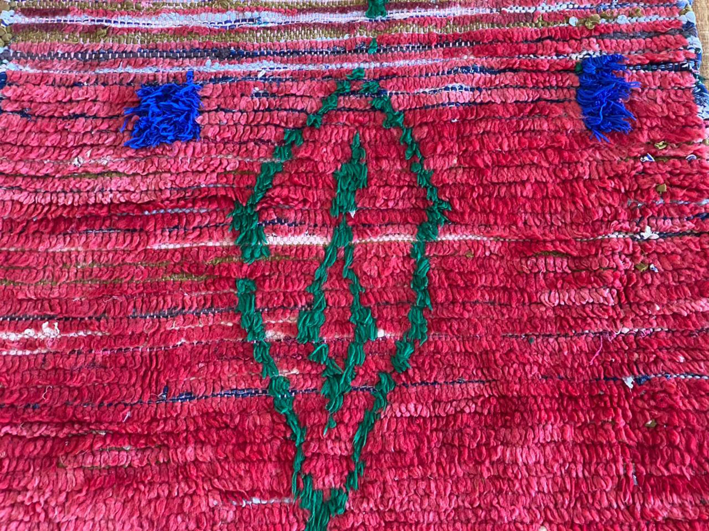 Red runner Vintage Moroccan Rug, Berber Unique Rugs 3x7.