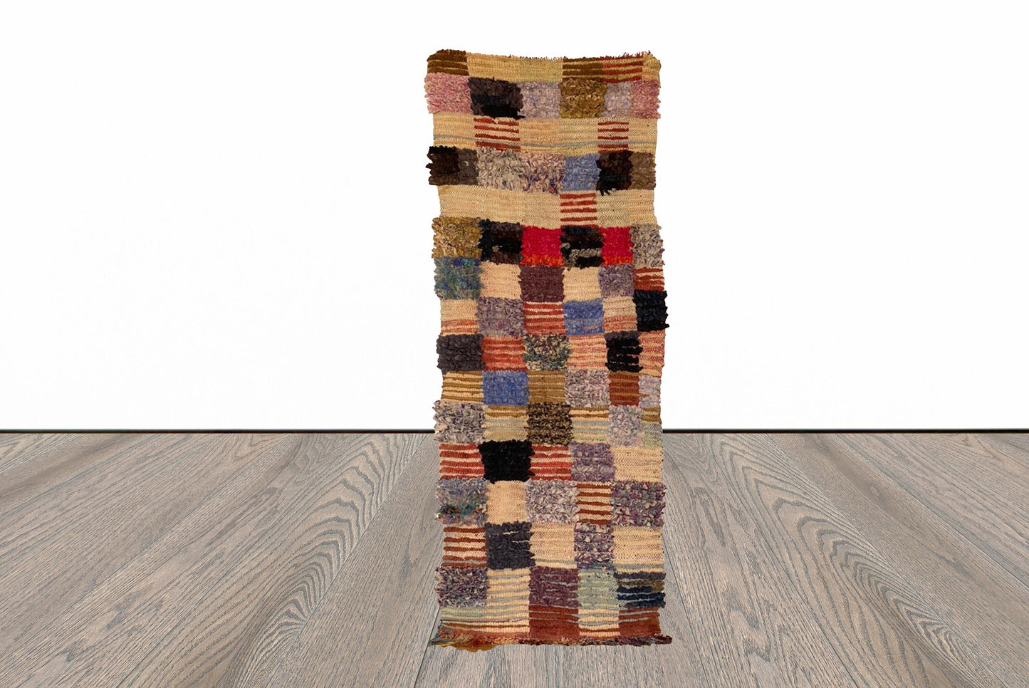 Small Moroccan Boucherouite rug 2x6 ft.