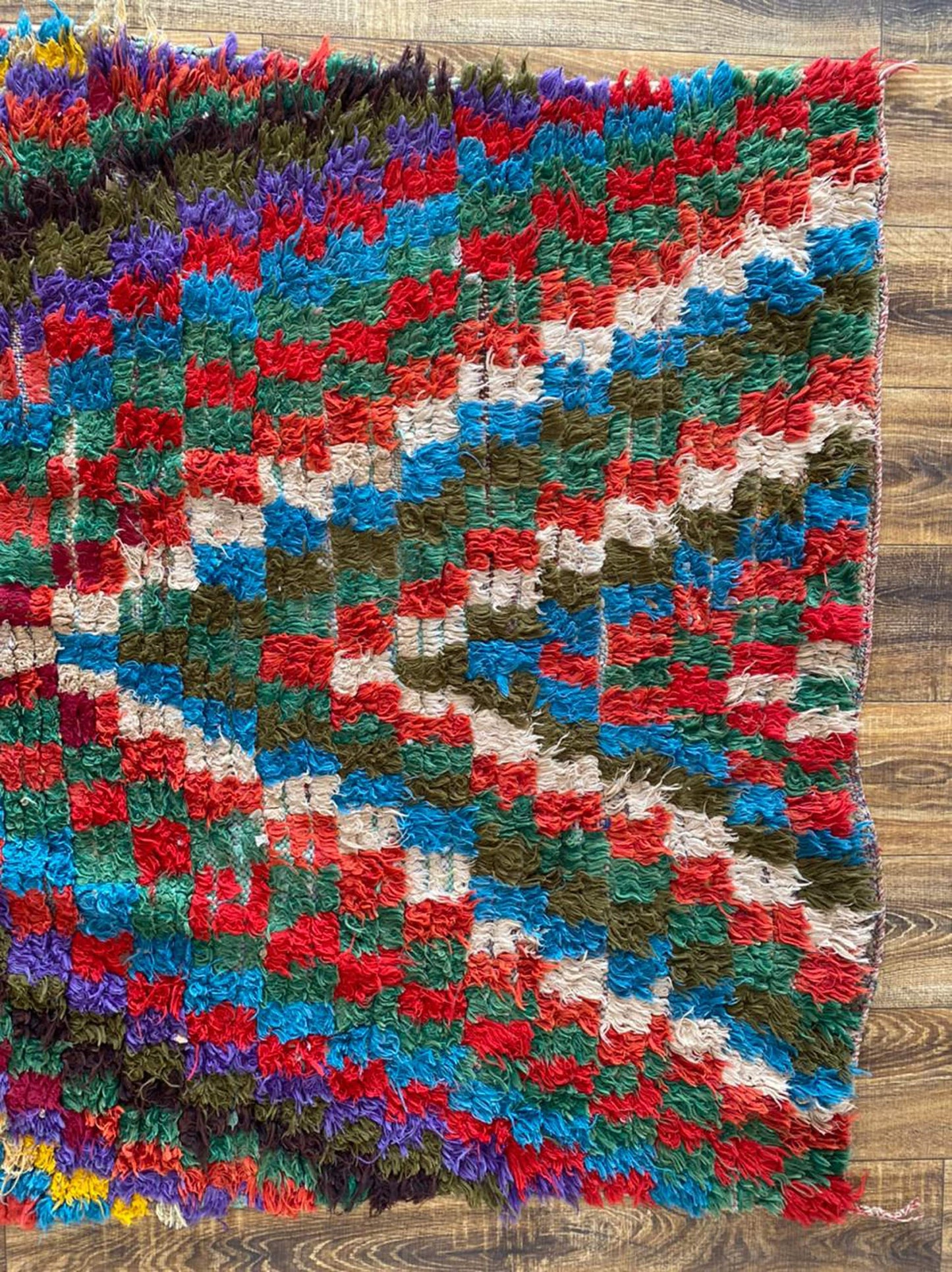 4x8 ft Moroccan colorful Berber rug.
