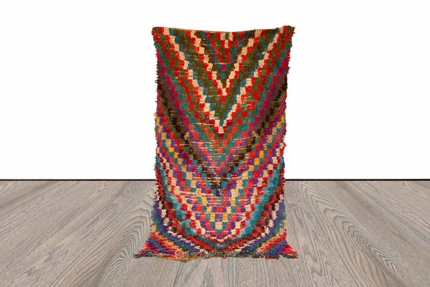 4x8 ft Moroccan colorful Berber rug.