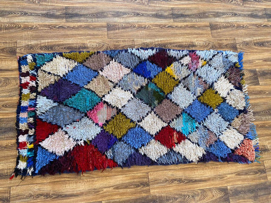 6x3 Diamond colorful unique Moroccan vintage Berber runner Rug,