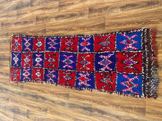 Vintage Moroccan colorful runner 3x8 ft.