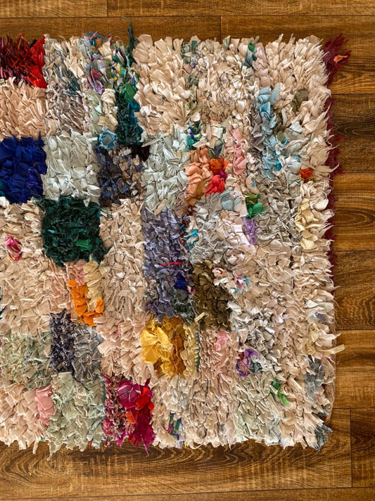 Tapis de couloir marocain Boucherouite 3x7 pieds.