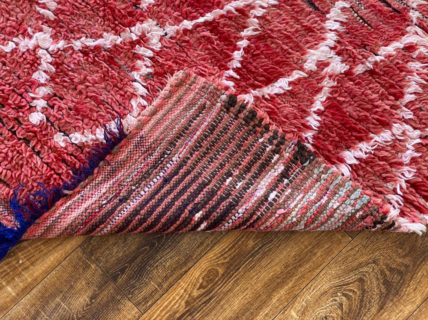 Red Moroccan Vintage runner Rug 3x8, Tribal woven Berber Rugs.