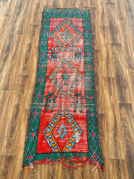 Moroccan vintage runner rug 3x8 ft.