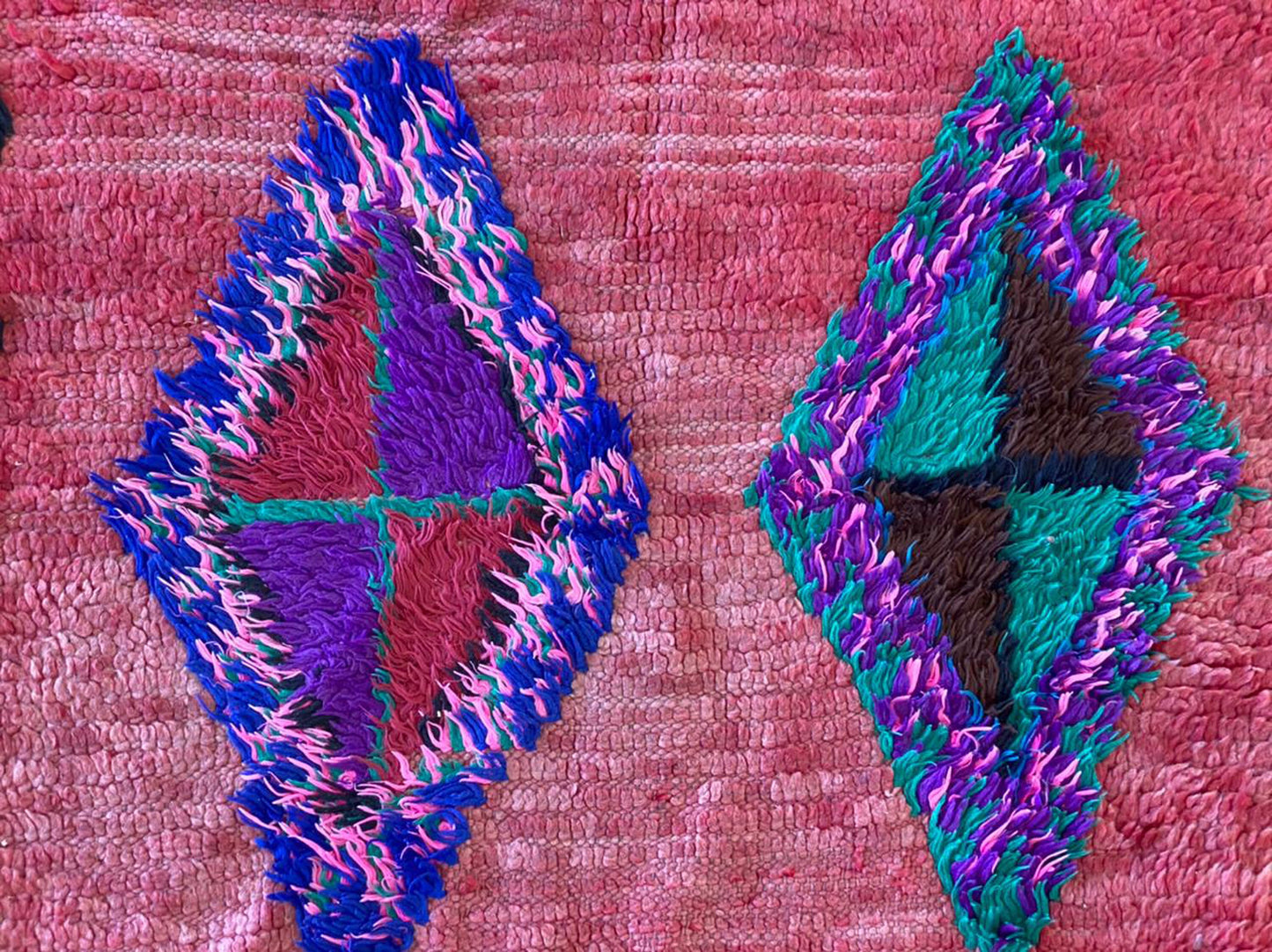 3x7 Vintage Moroccan woolen runner Rug. tribal Berber Handwoven Rug.