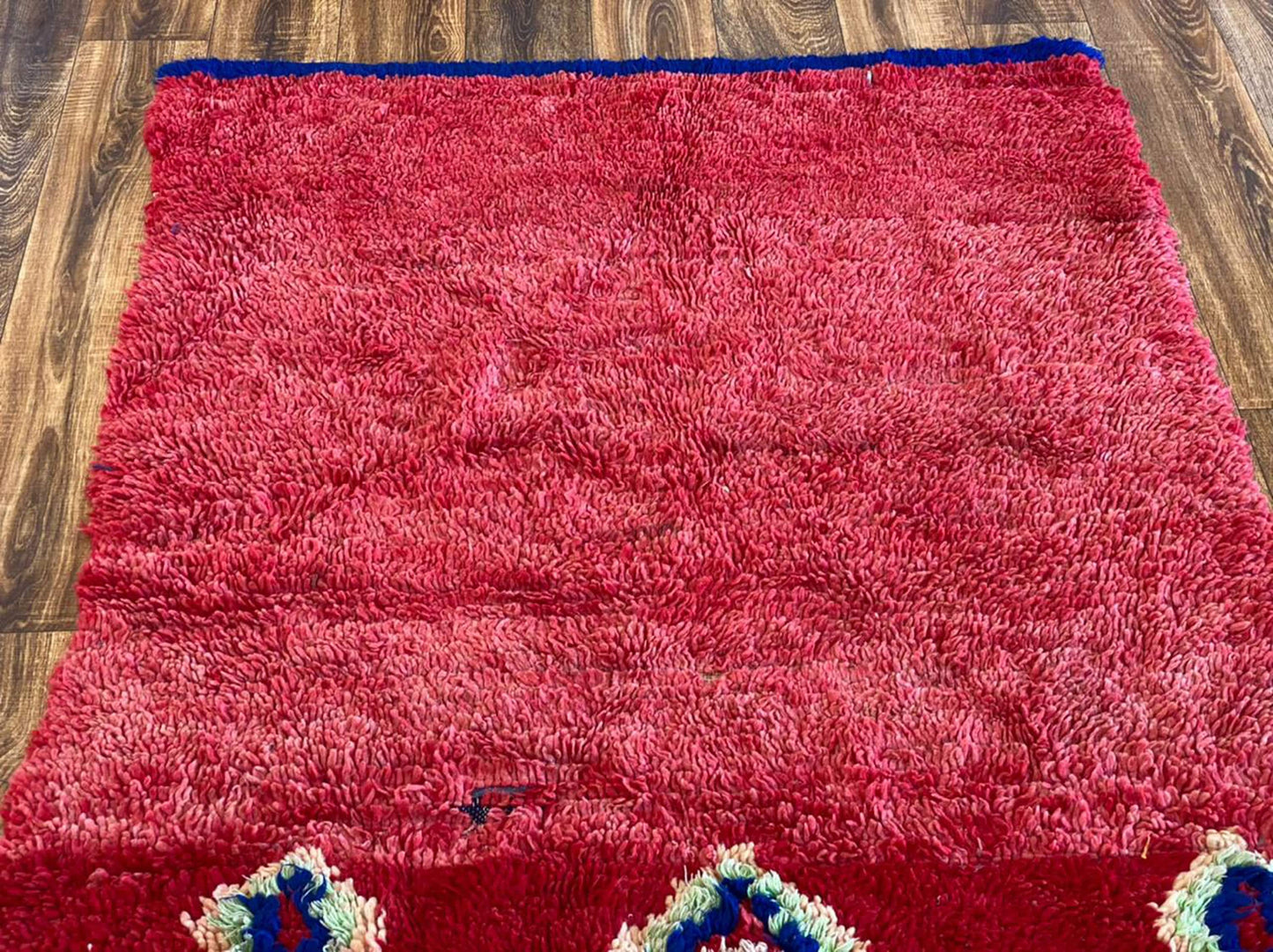 Berber Moroccan wool area rug, 4x7 Vintage woven red Large Rug.