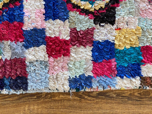 3x8 ft Boucherouite Moroccan runner rug.