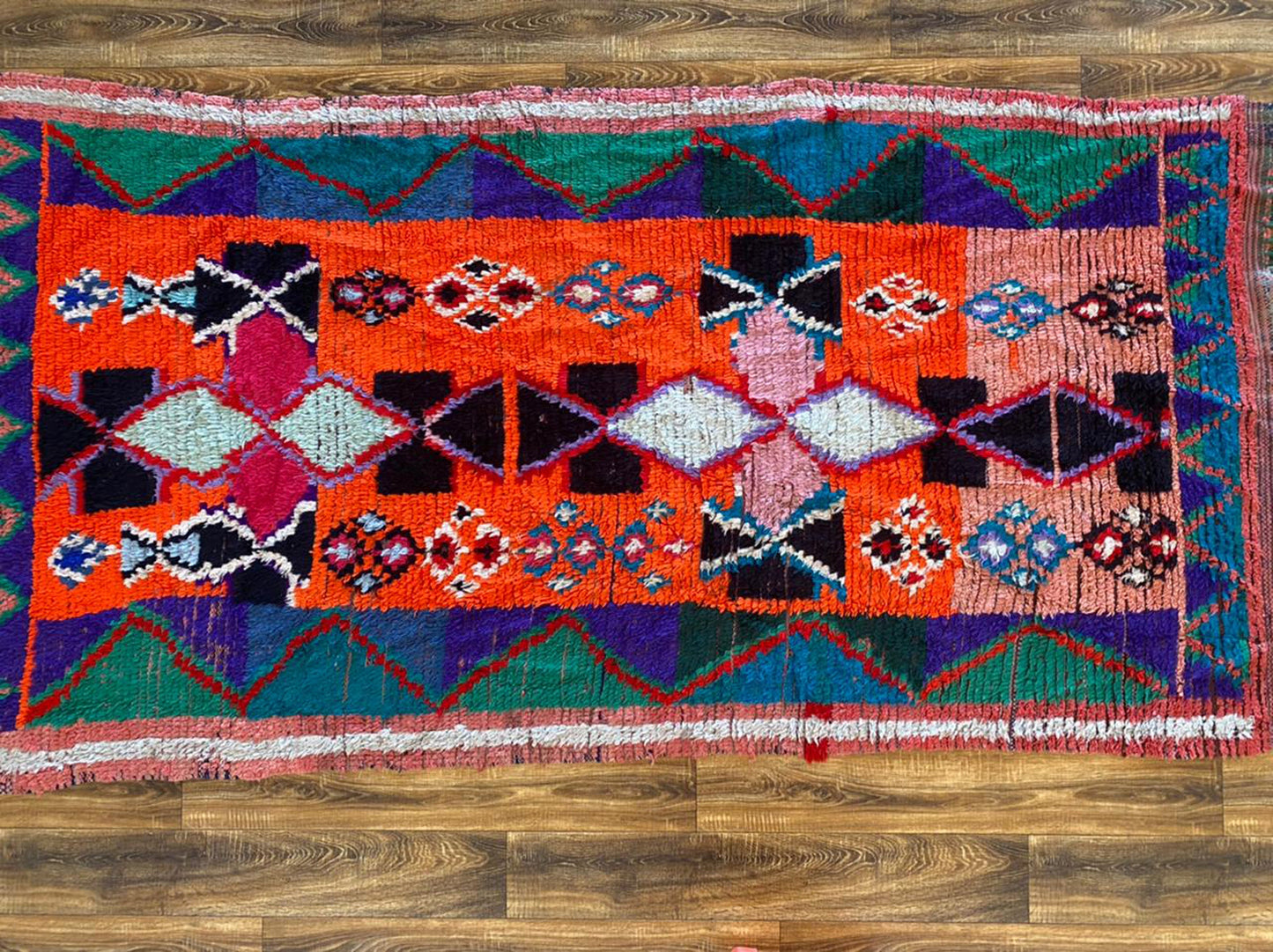 4x9 Moroccan Vintage Berber Handwoven Large area Rug.