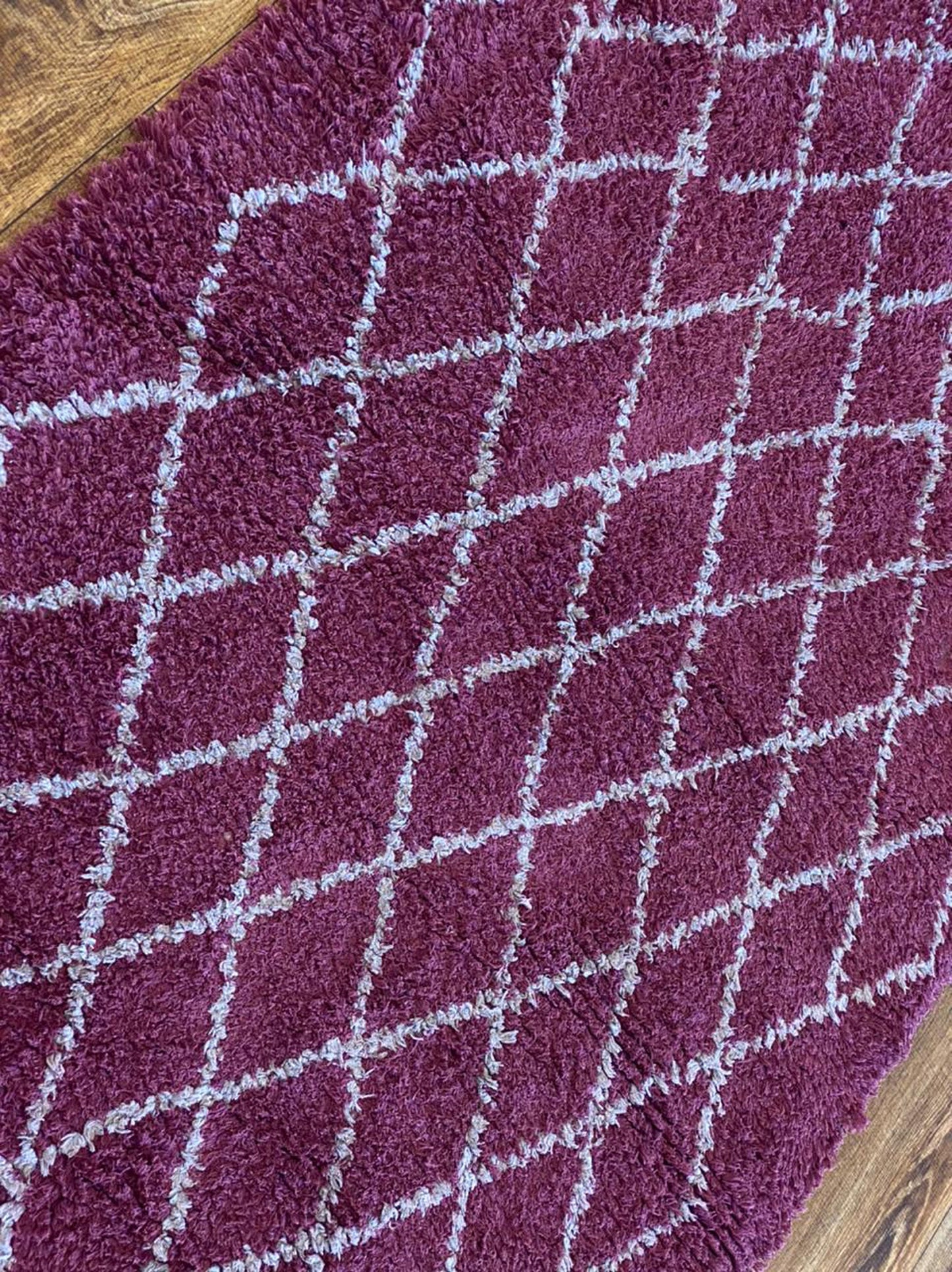 Boujaad Moroccan Small Purple Rug, 3x5 Berber Diamond Rug.