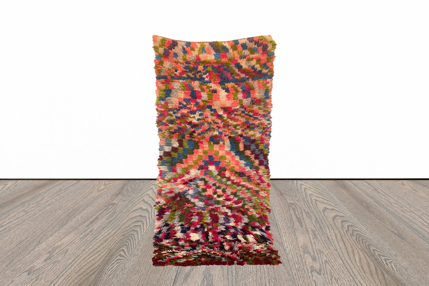 Moroccan vintage Berber shag rug, woven azilal area rug 3x7 ft.