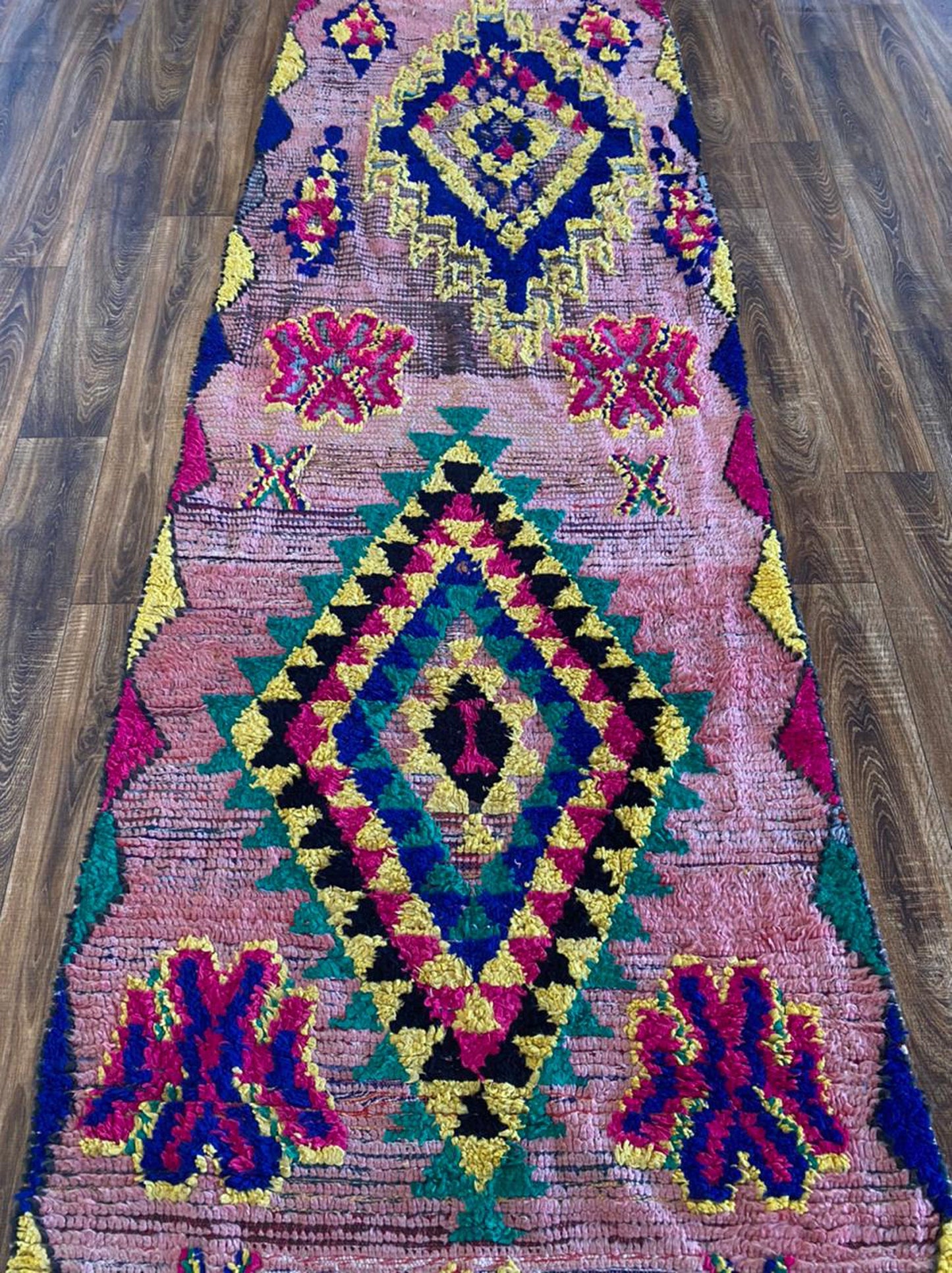 3x11 Vintage Long Moroccan runner Rug. Colorful Berber Rug.