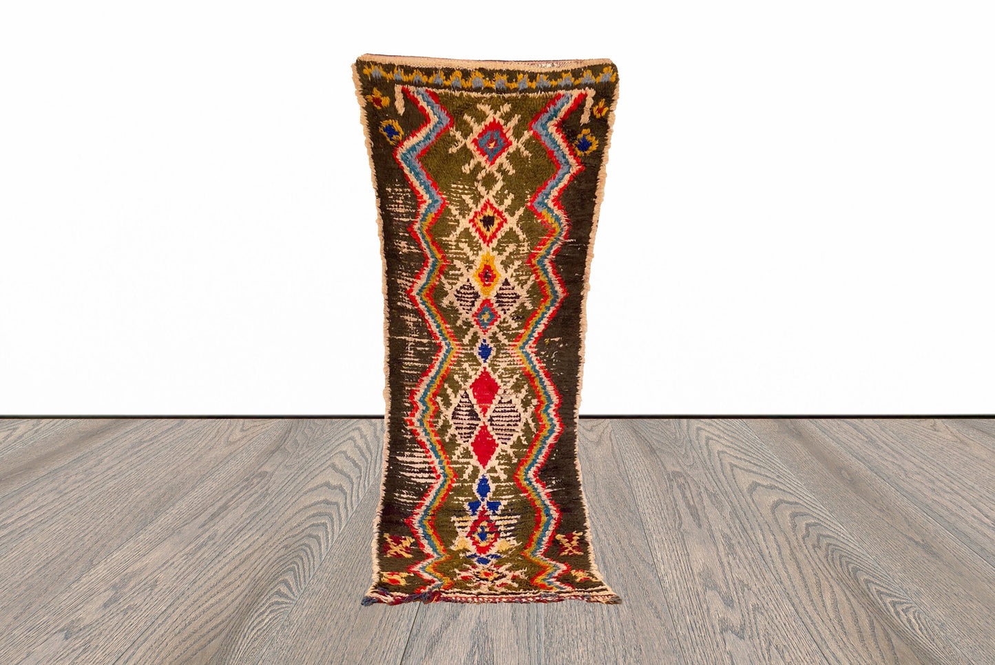3x7 ft Moroccan vintage Berber rug, Azilal woven area rug.