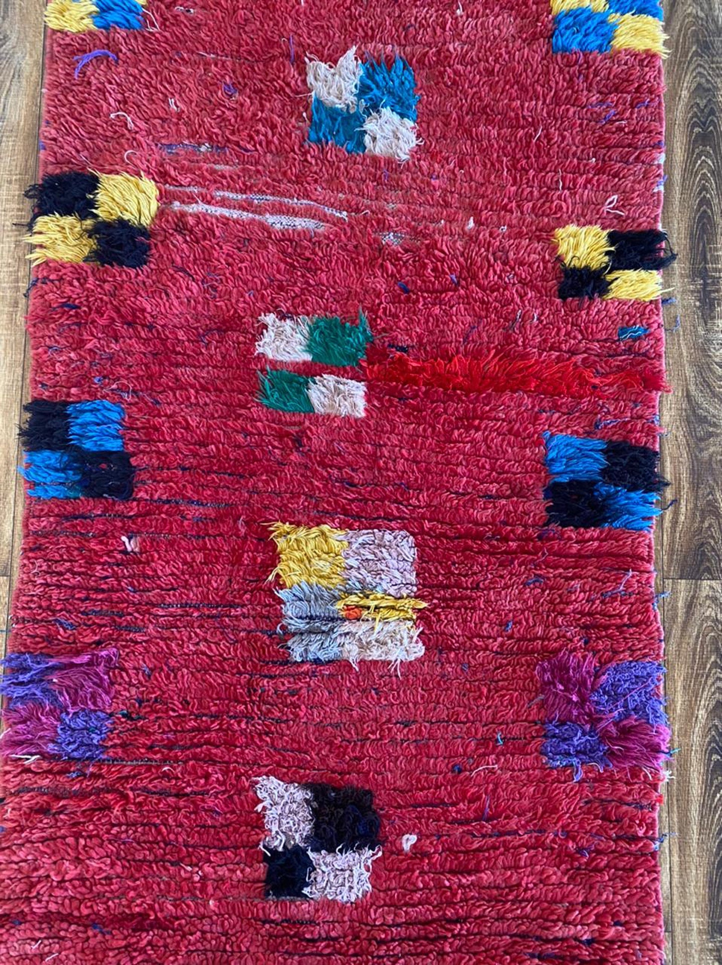 Long Red Vintage Handwoven runner Rug, 3x10 Moroccan runners Rug.