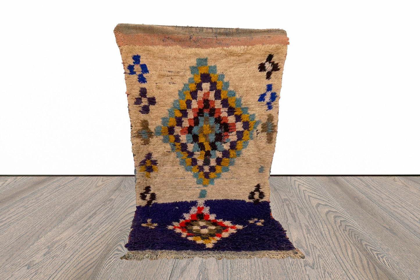 Unique Moroccan vintage small Berber area rug 3x5 ft.