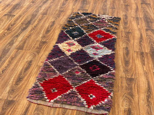 Moroccan small woven area rug 2x6 ft.