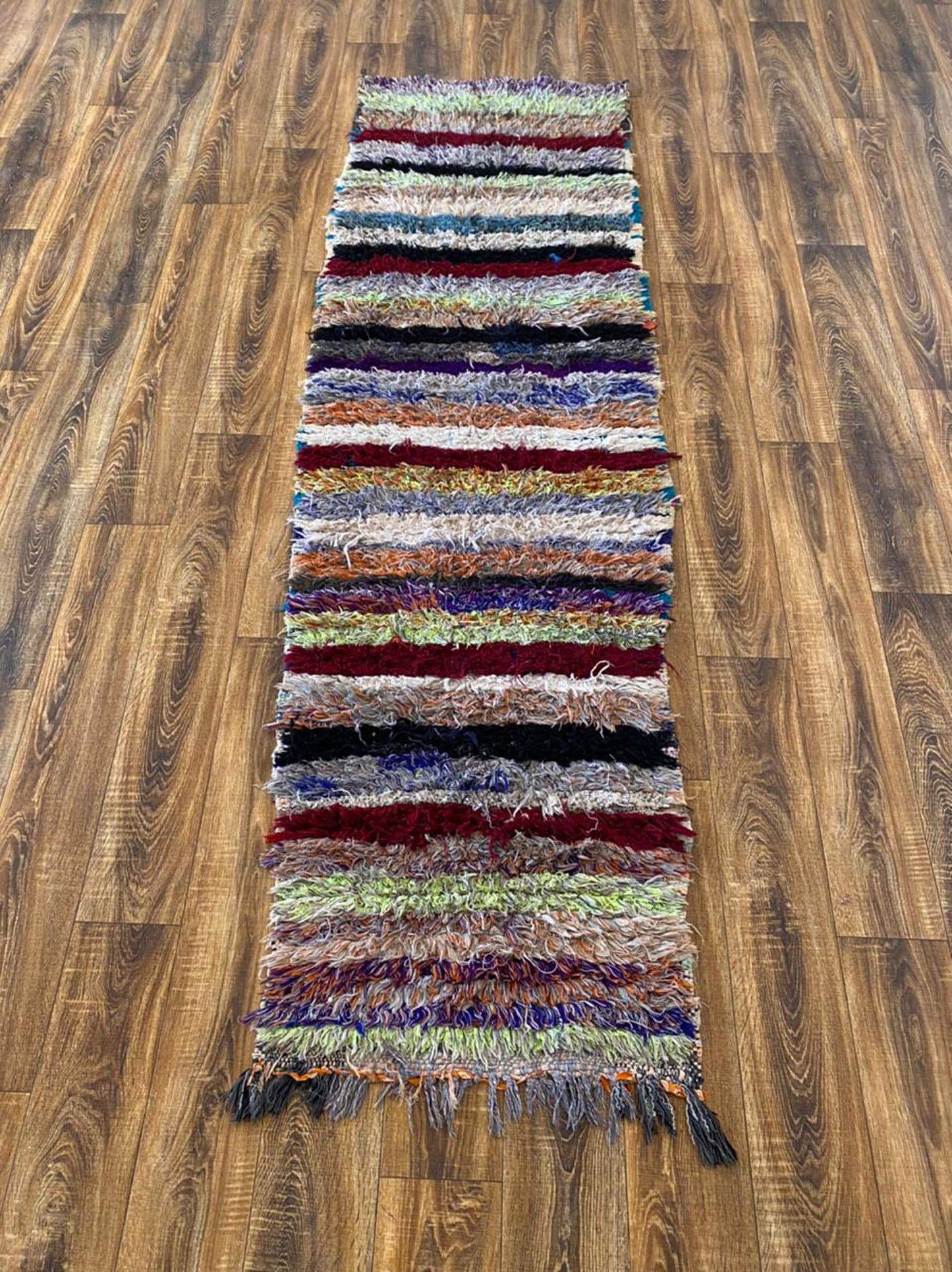 Narrow Moroccan striped runner rug 2x8 ft.