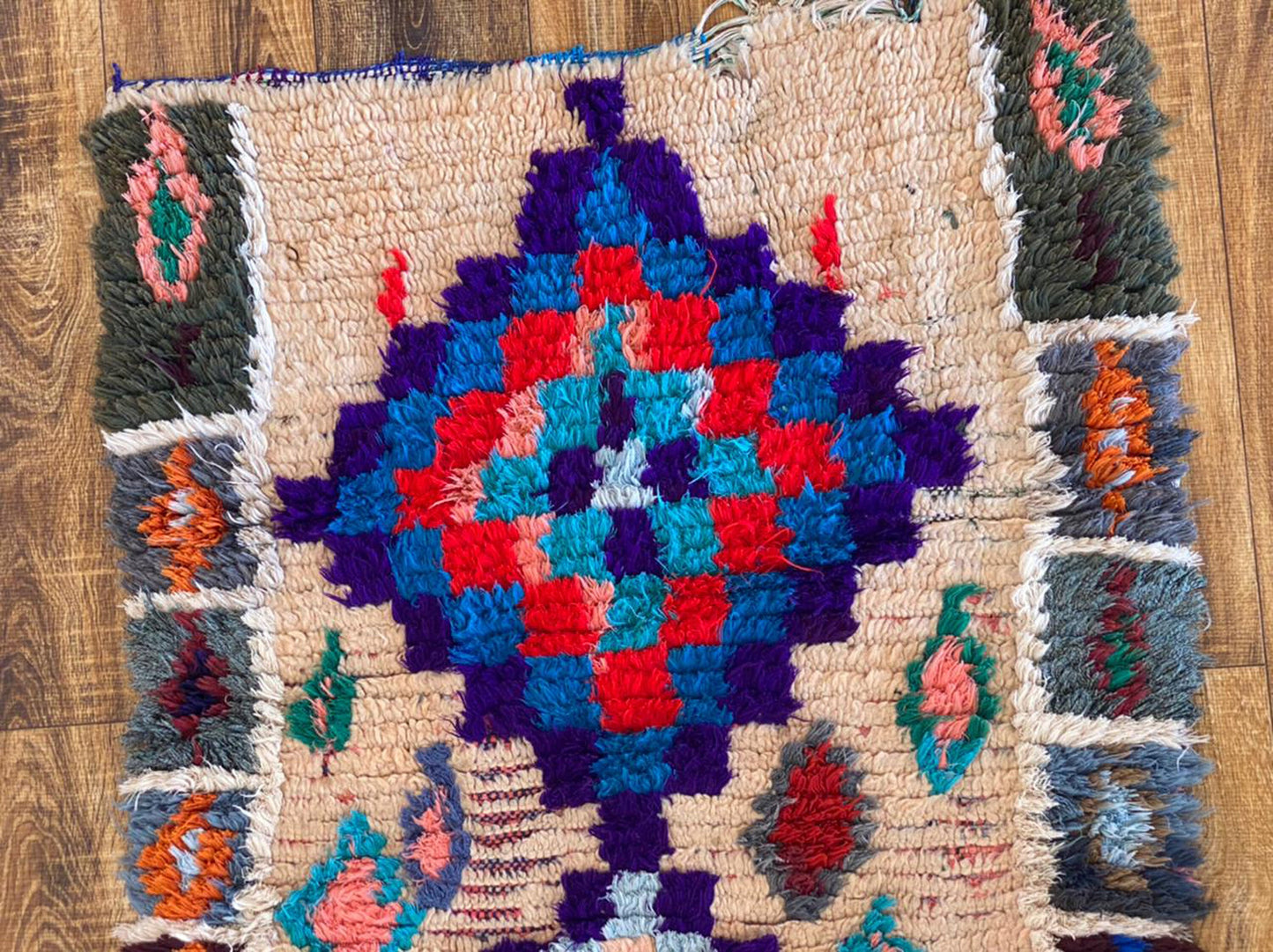 Berber Moroccan woven rug 3x7 ft .