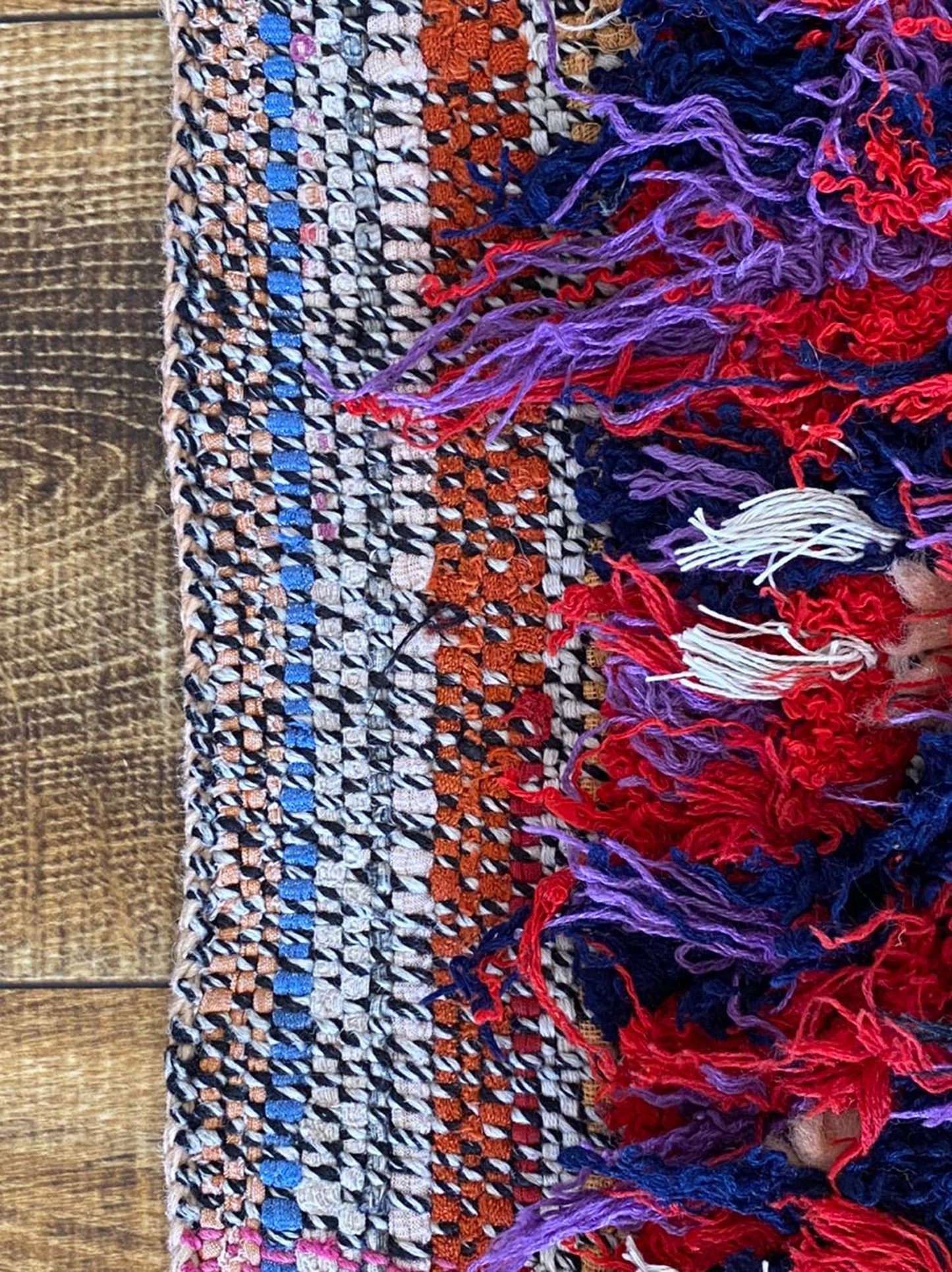 3x5 ft small colorful Moroccan area rug.