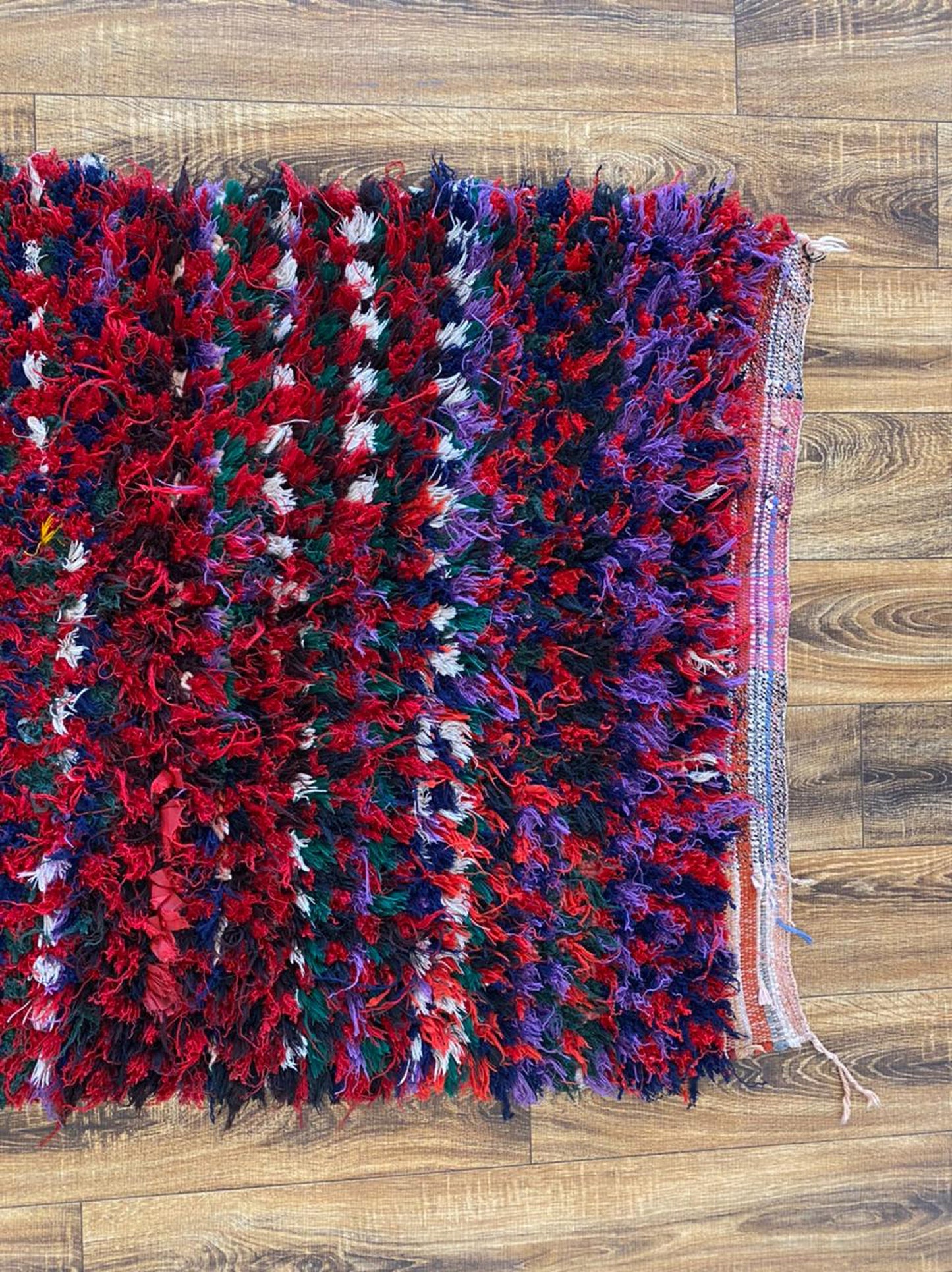 3x5 ft small colorful Moroccan area rug.