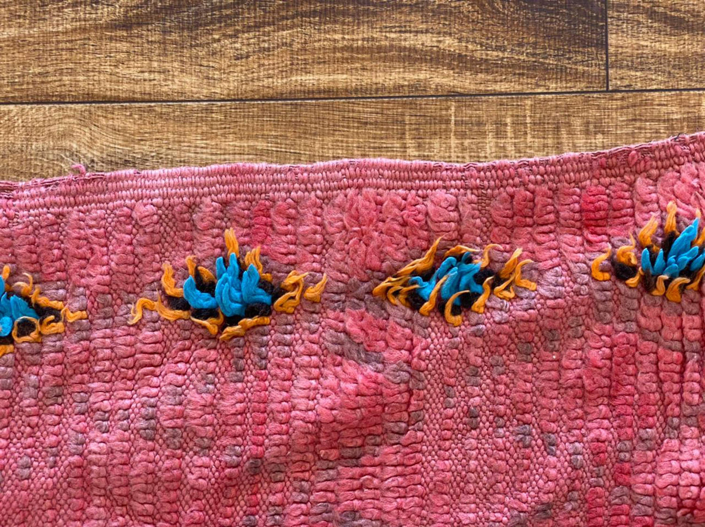 3x8 ft vintage Moroccan pink area rug.