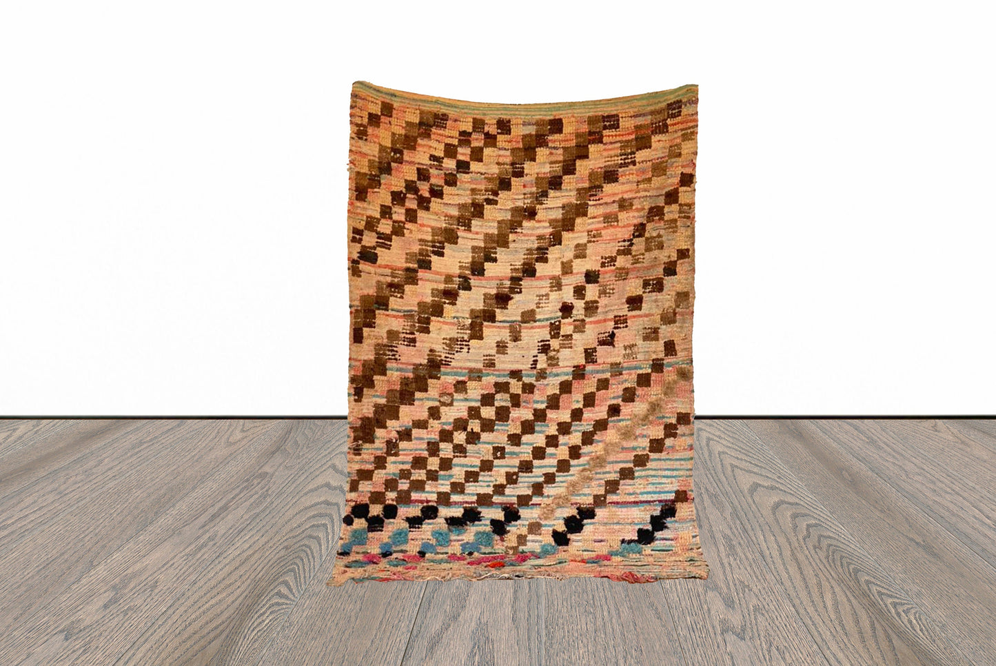 Vintage checkered Moroccan rug 5x7 ft.