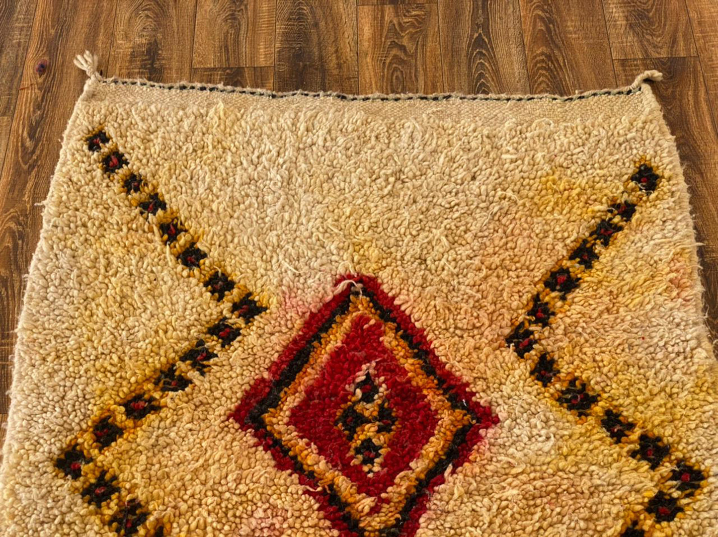 4x8 ft vintage Moroccan area rug.