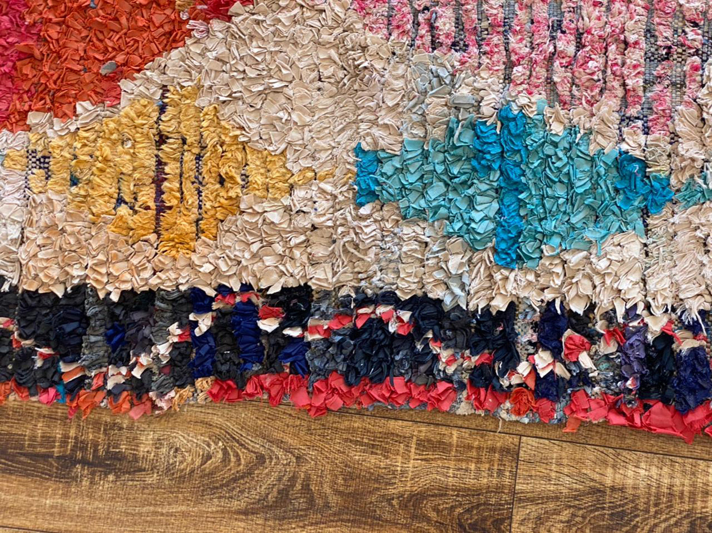 Boucherouite colorful Moroccan rug 4x8 ft.