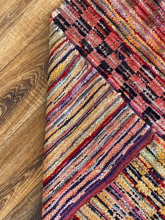 Vintage checkered Moroccan area rug 4x7 ft.