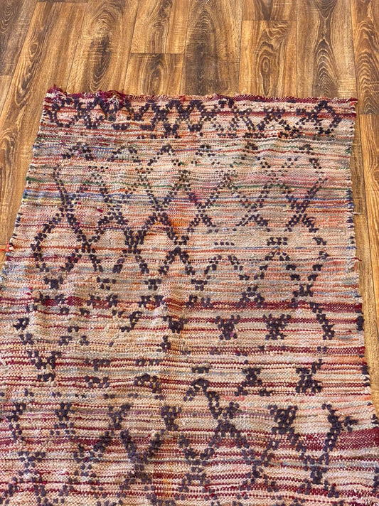 Boucherouite Moroccan runner rug 3x7 ft.