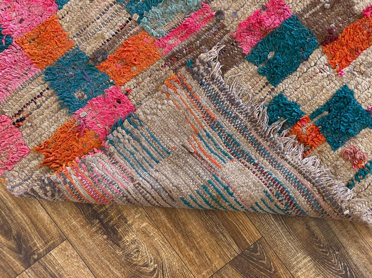 3x9 ft vintage Moroccan colorful runner rug.