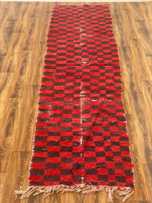Tapis marocain à carreaux longs 3x12 pi.