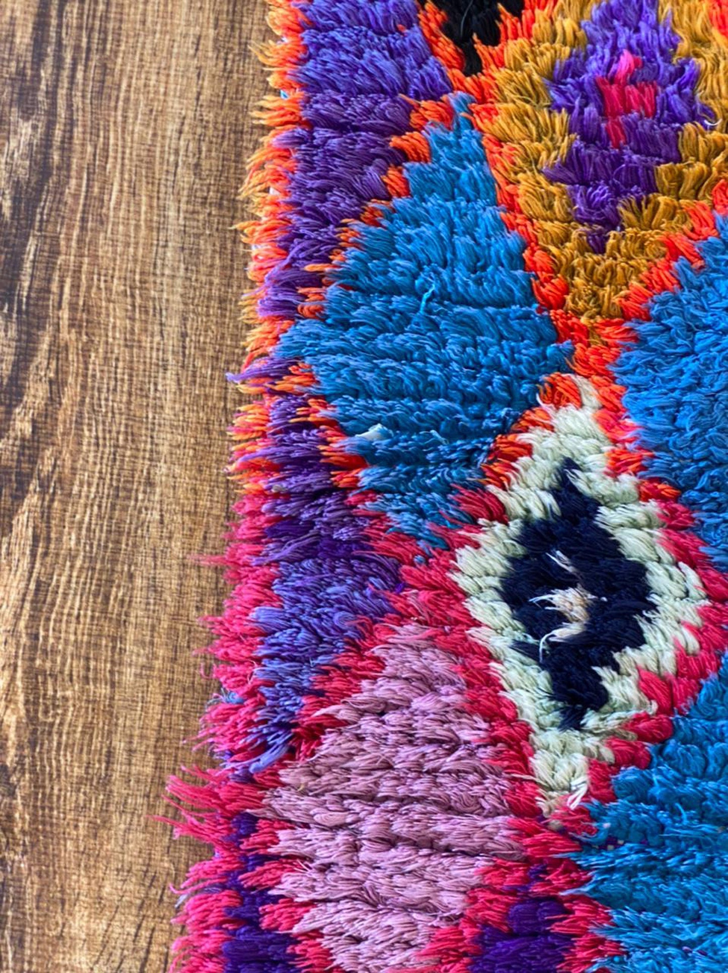 4x8 ft Moroccan colorful vintage rug.
