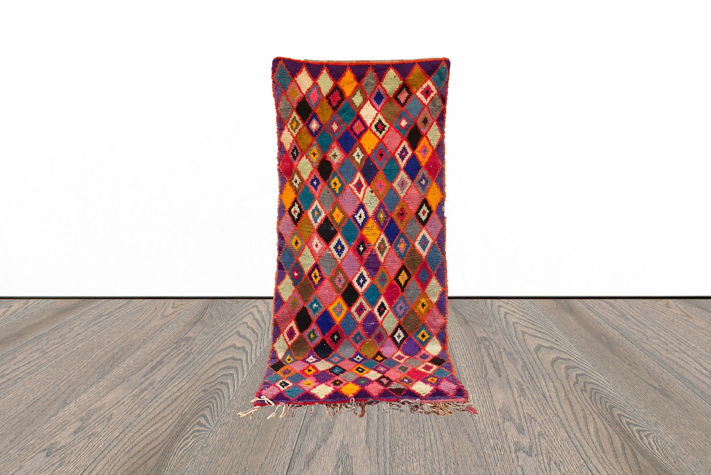 4x8 ft Moroccan colorful vintage rug.