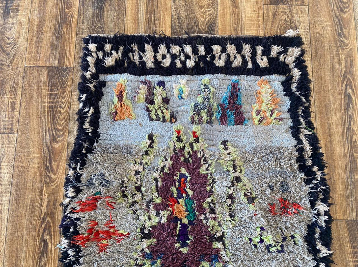 3x6 ft Moroccan colorful area rug.