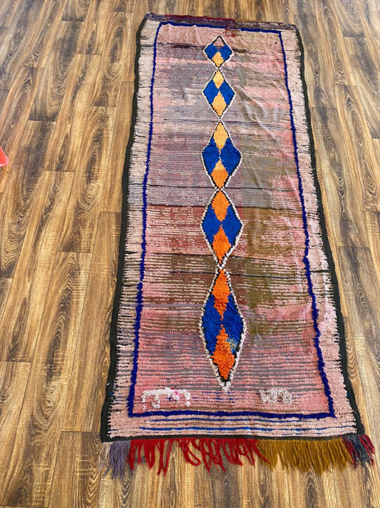 Moroccan vintage Berber rug 4x9 ft.