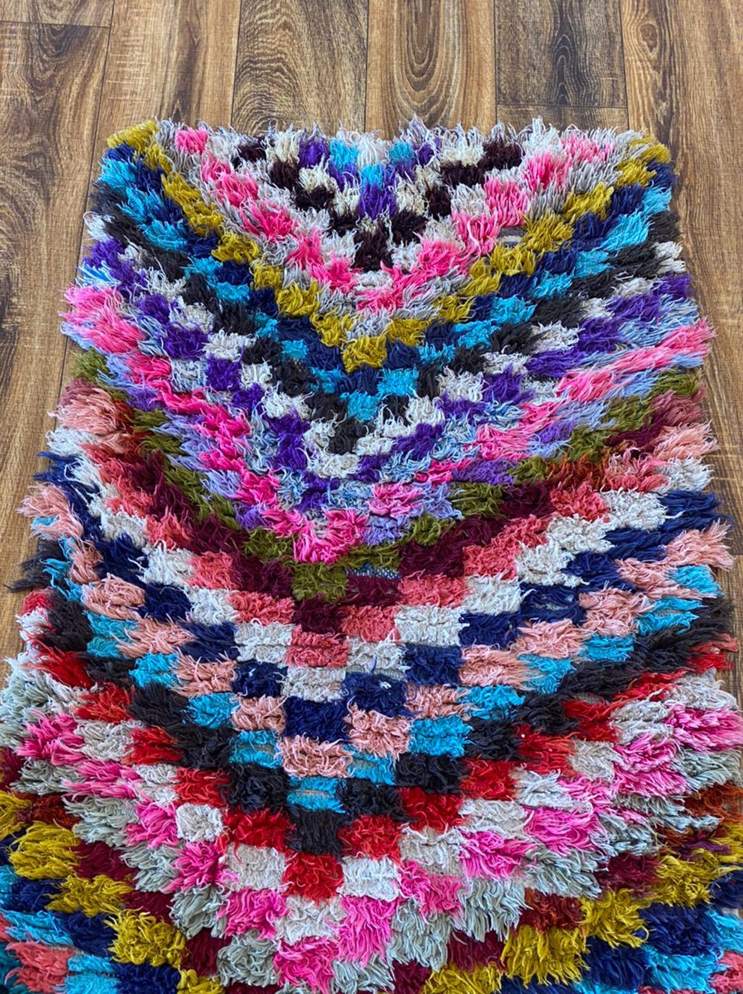 Moroccan small colorful rug 2x5 ft.