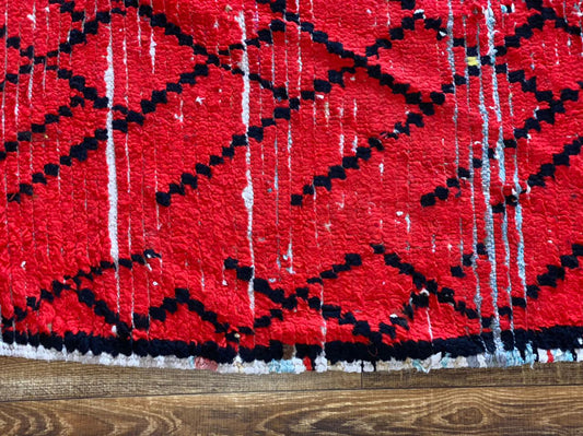 Moroccan red narrow runner rug 2x7 ft.