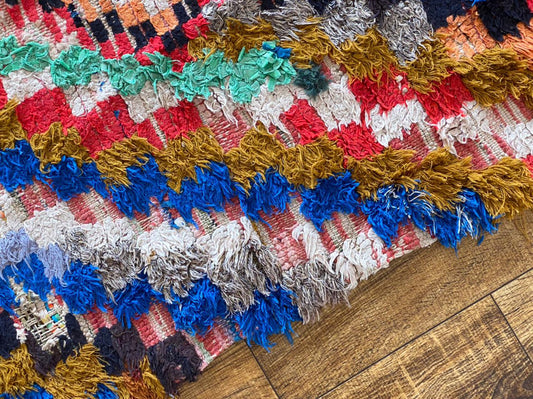 Moroccan colorful woven rug 3x7 ft.