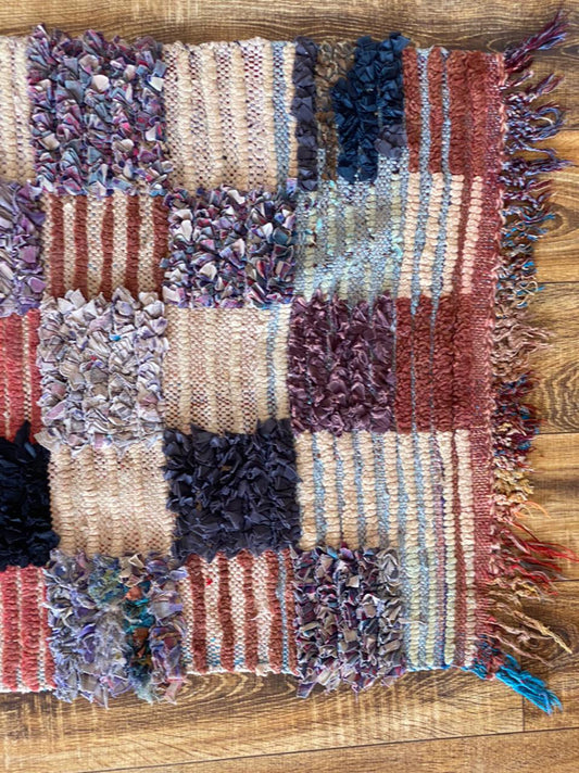 Small Moroccan Boucherouite rug 2x6 ft.