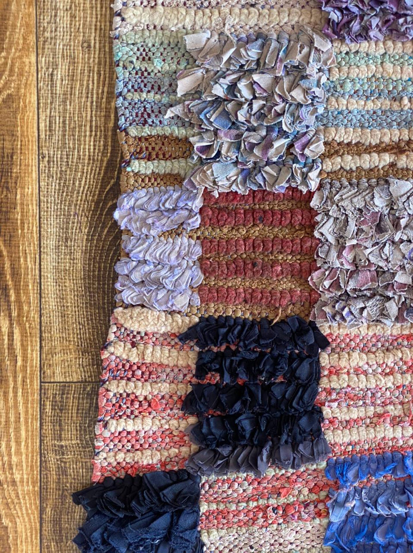 Small Moroccan Boucherouite rug 2x6 ft.