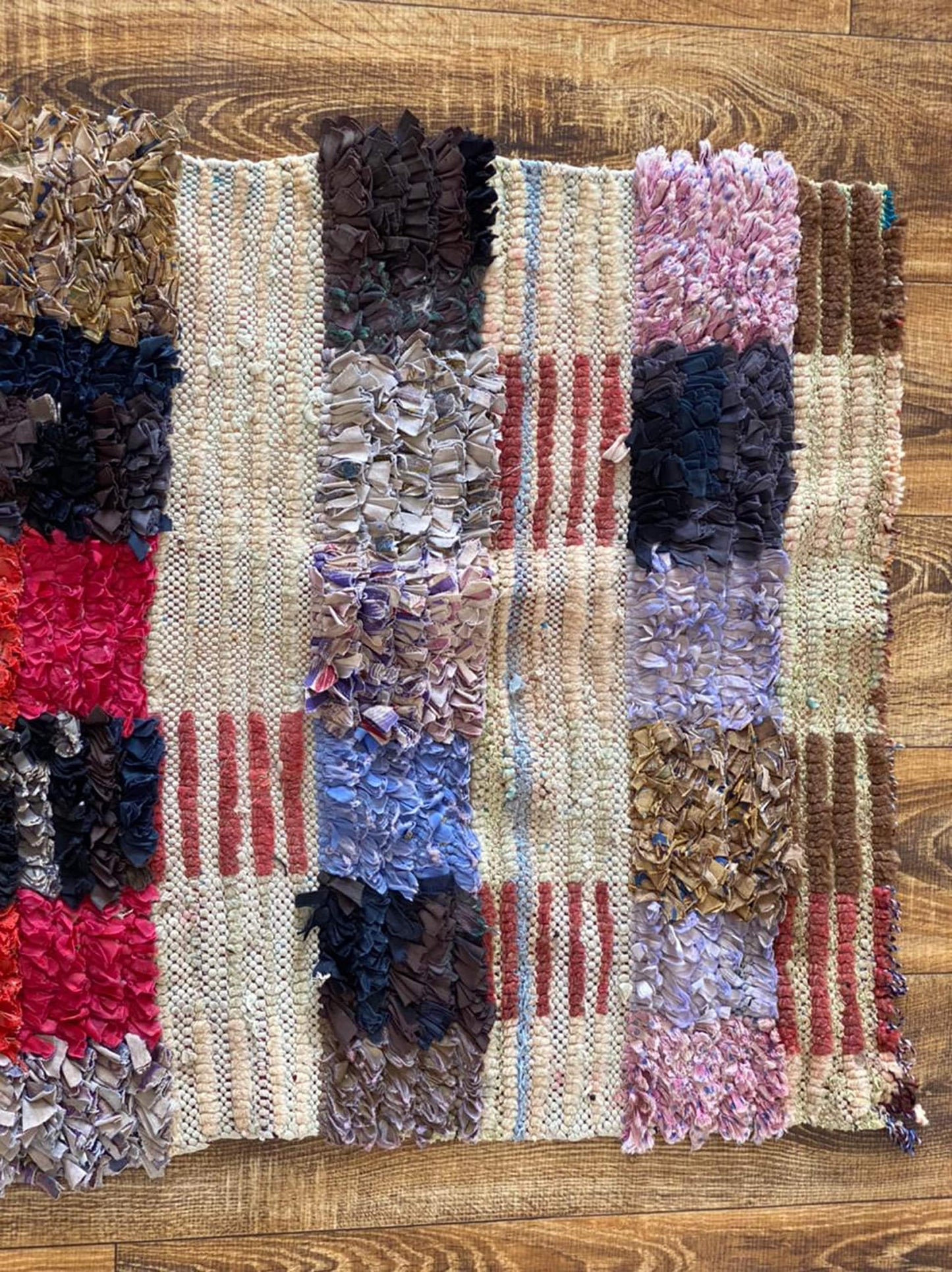 Small Moroccan Boucherouite rug 2x6 ft.