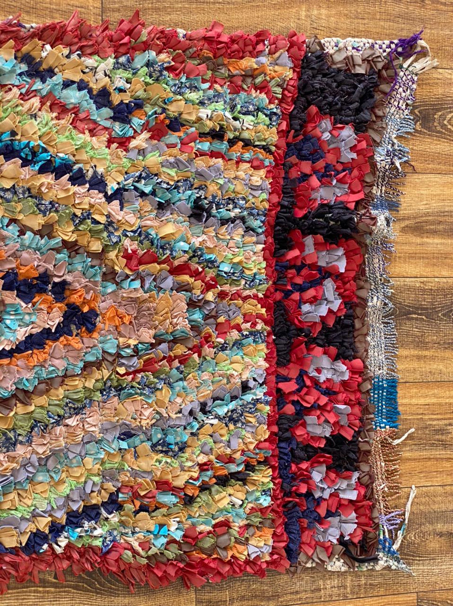 Moroccan Boucherouite runner rug 3x7 ft.