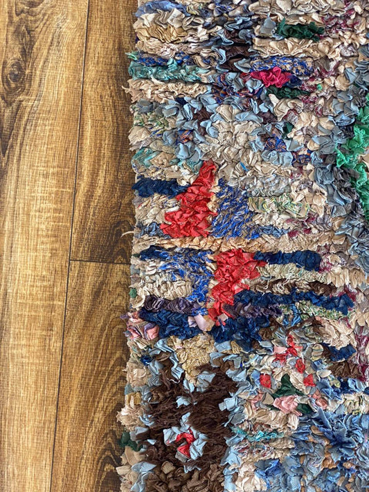 Tapis marocain Boucherouite 2x6 pieds.