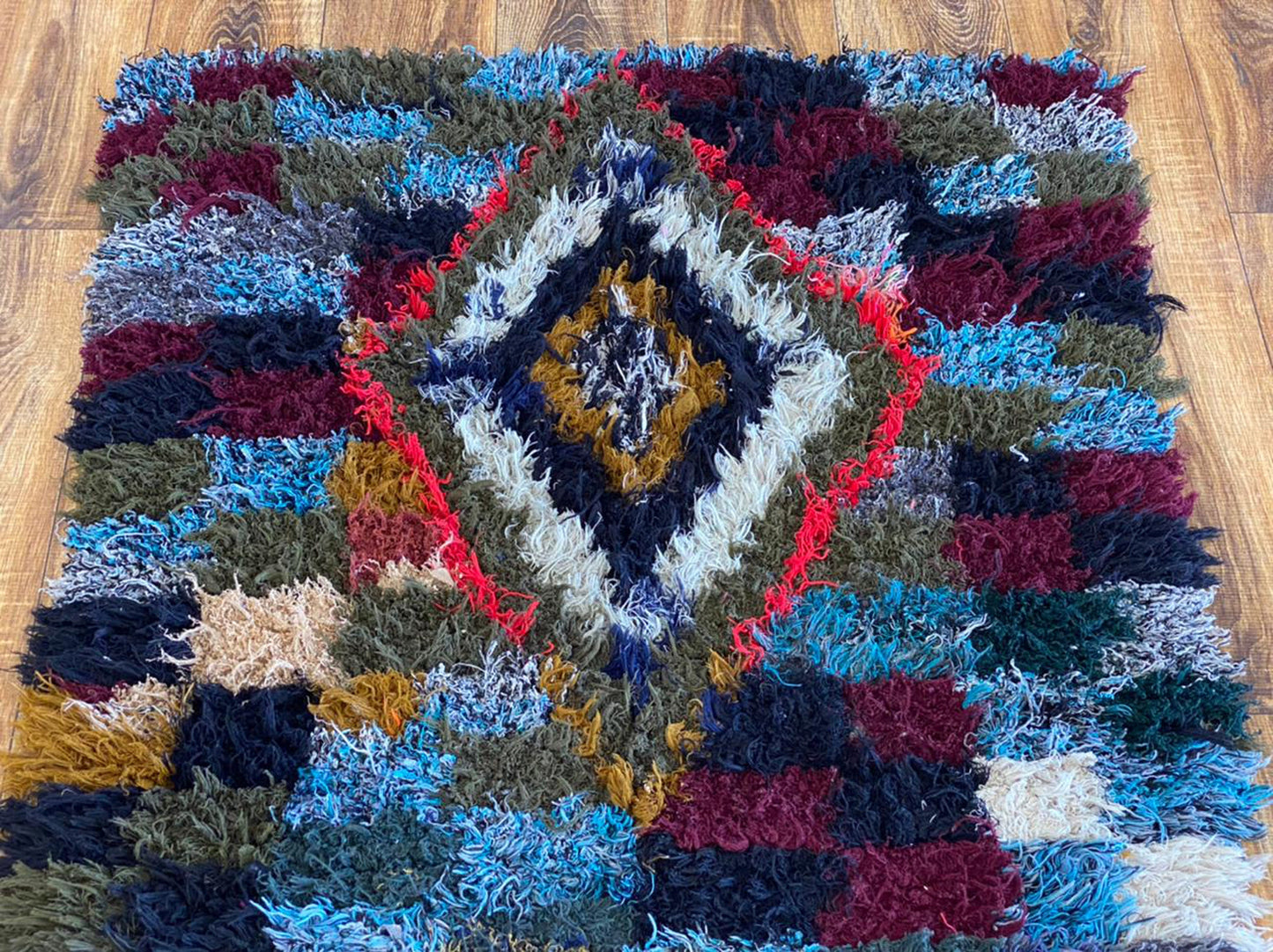 3x7 ft vintage Moroccan Berber rug.