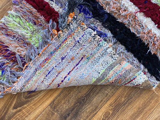 Narrow Moroccan striped runner rug 2x8 ft.