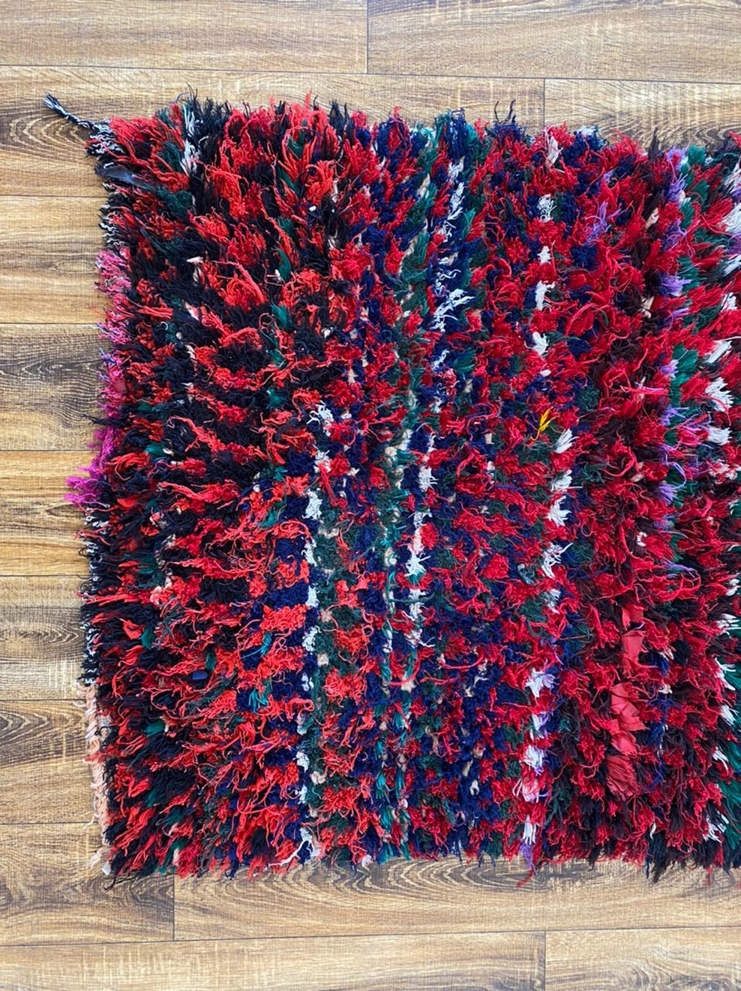 3x5 ft small colorful Moroccan area rug.