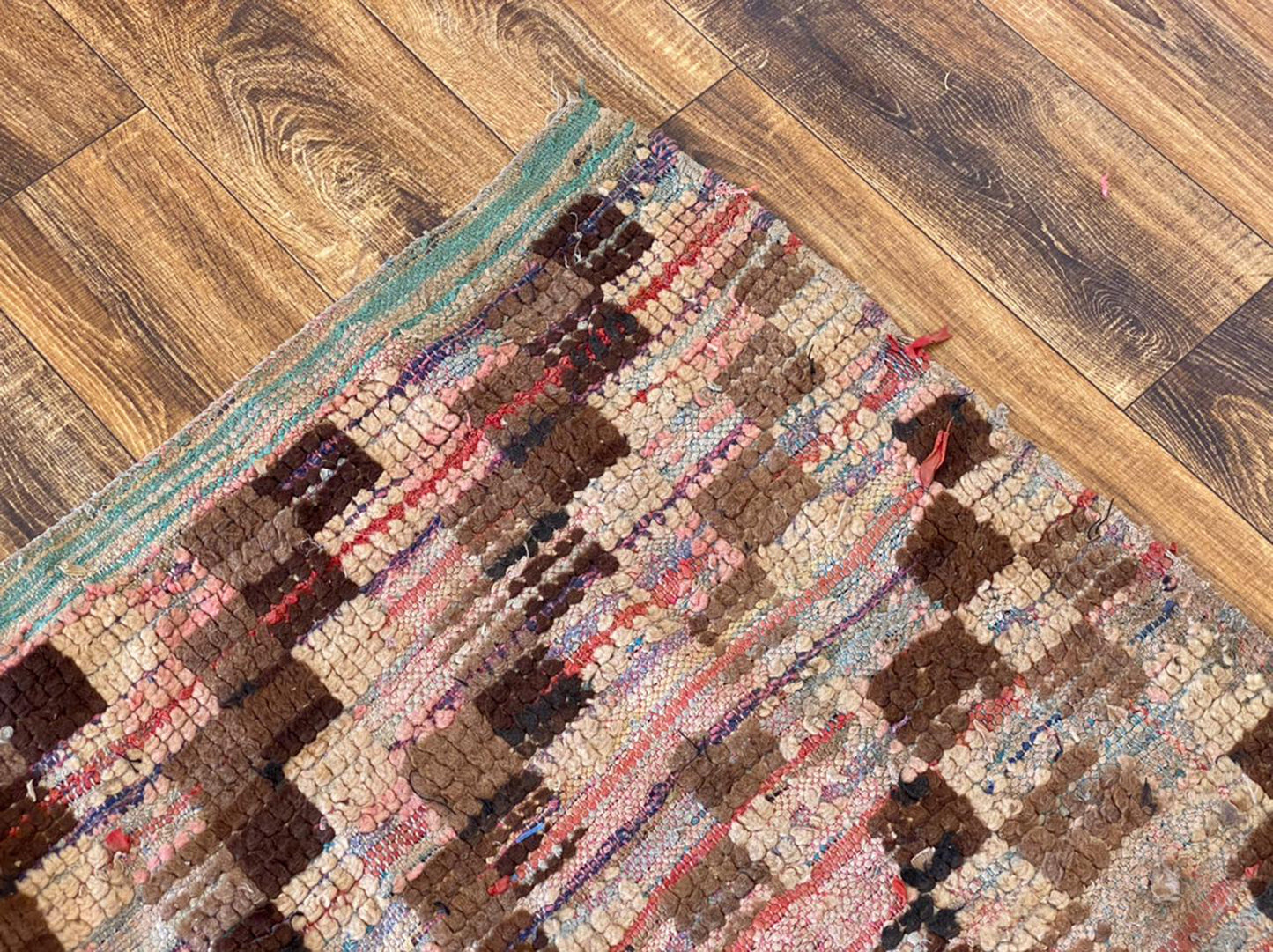 Vintage checkered Moroccan rug 5x7 ft.